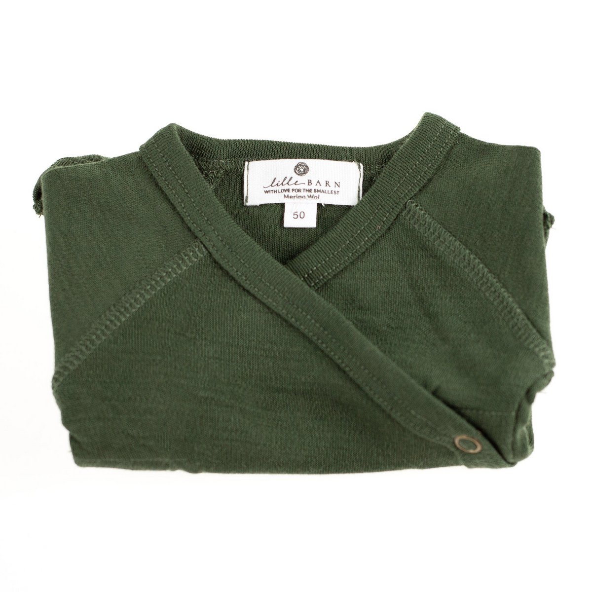 Wollen overslag romper korte mouw -merino wol- Rifle green - Just Babystuff