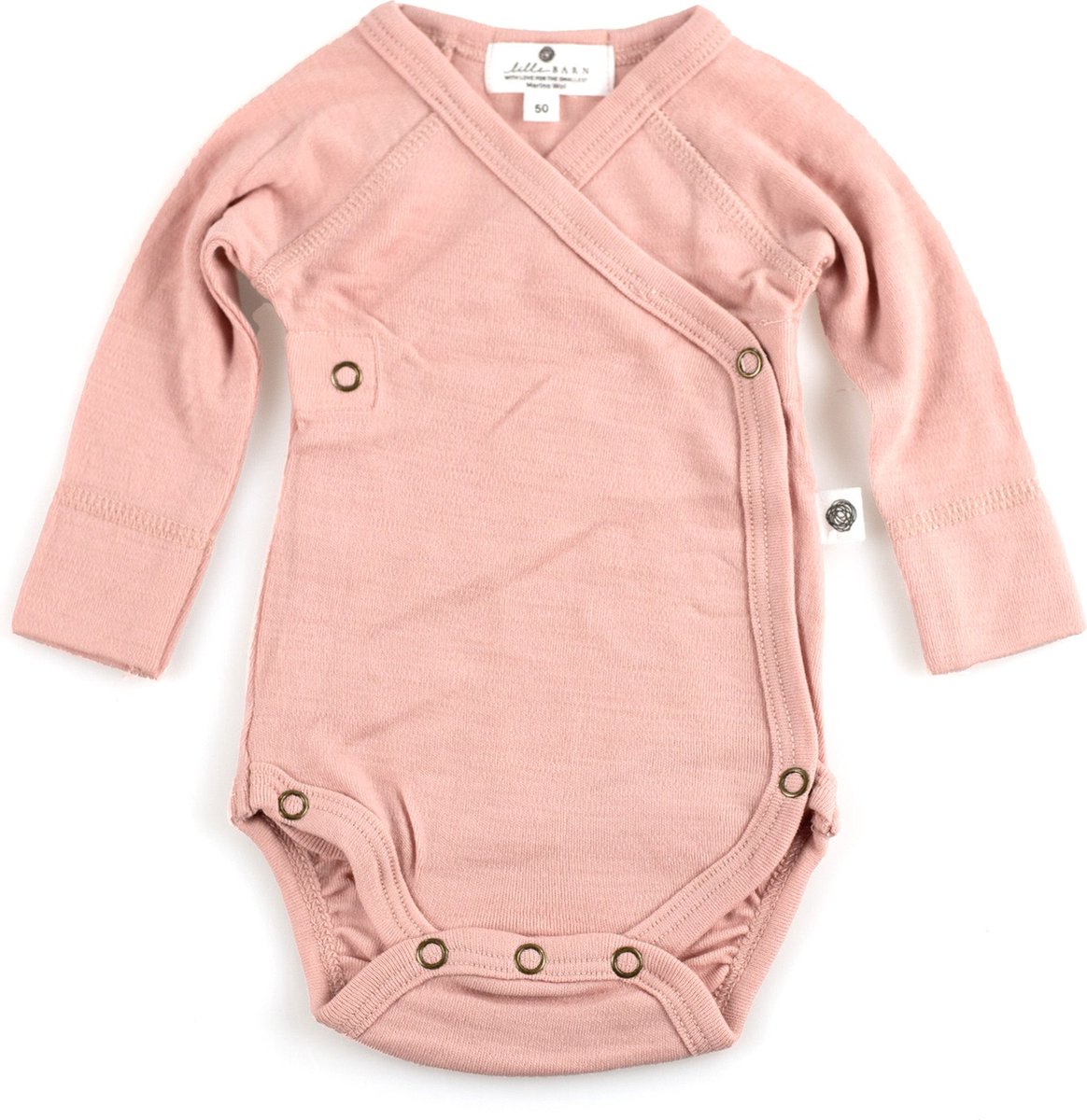Wollen Overslagromper lange mouw – Merinowol - Misty Rose-