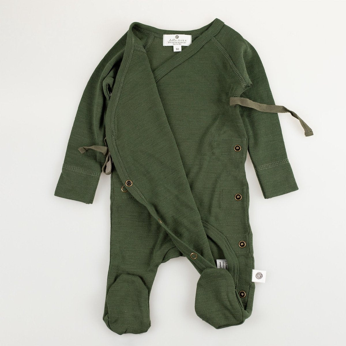 Wollen boxpakje / kruippakje – Merinowol - Rifle Green - Just Babystuff