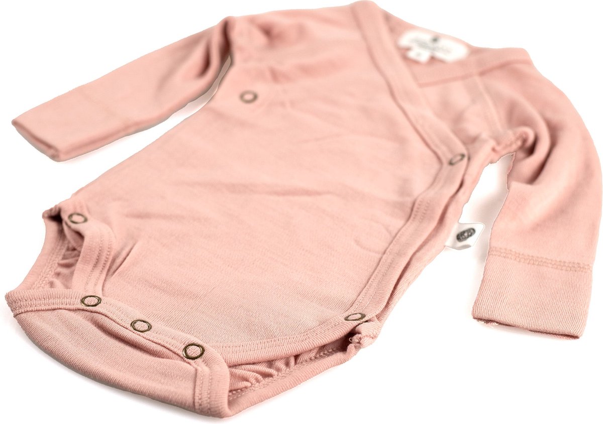 Wollen Overslagromper lange mouw – Merinowol - Misty Rose-