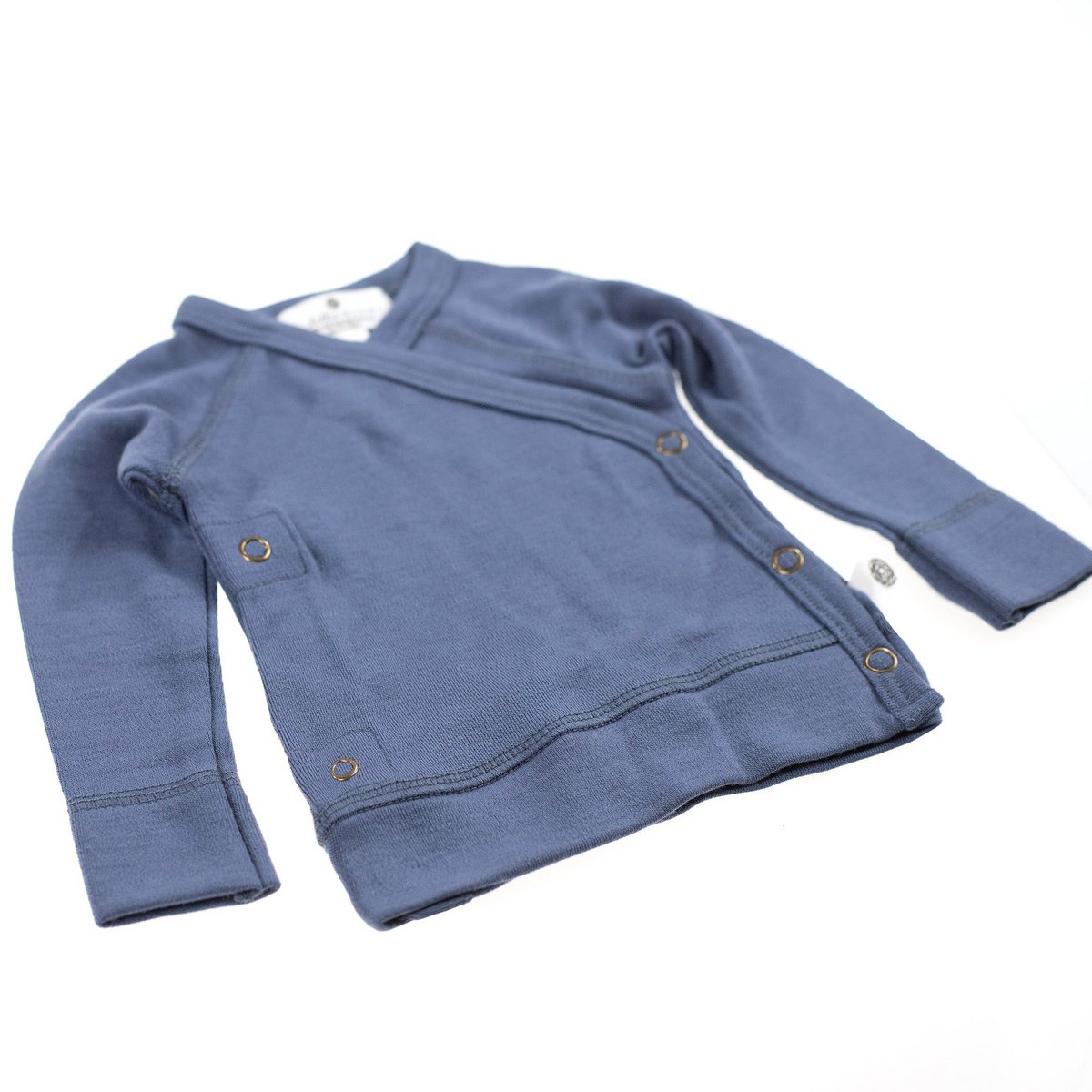 Baby wollen overslagtrui – Merinowol - Vintage Indigo