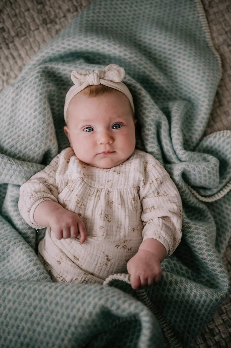 Wiegdeken wol - Pure Baby Love - bee - mint