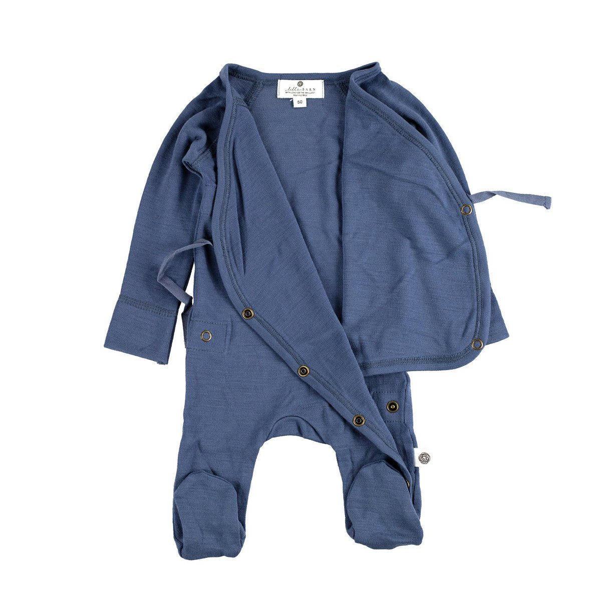 Wollen boxpakje / kruippakje – Merinowol - Vintage indigo - Just Babystuff
