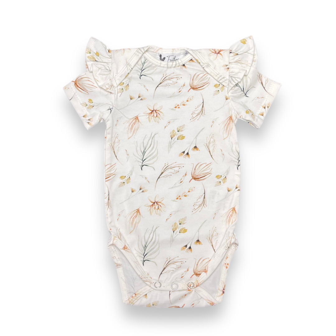 Rompertje korte mouw ruffle boho floral - Just Babystuff