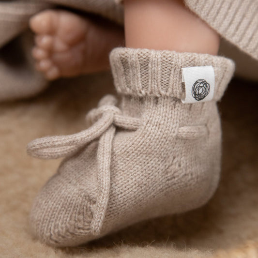 Wollen Baby sokjes / Newborn Sokjes - Merinowol - Garlic