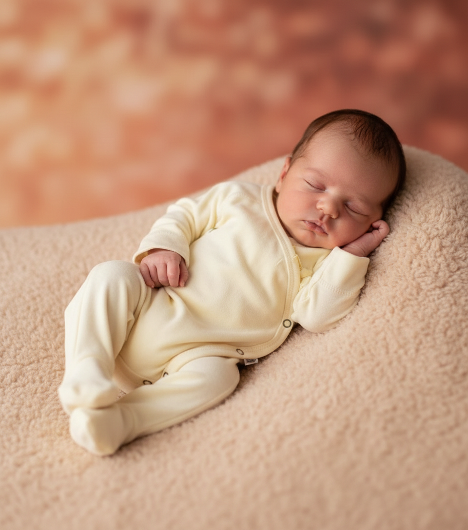 Wollen boxpakje / kruippakje – Merinowol - Naturel - - Just Babystuff