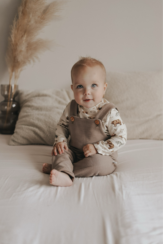 Salopette rib sand - Just Babystuff