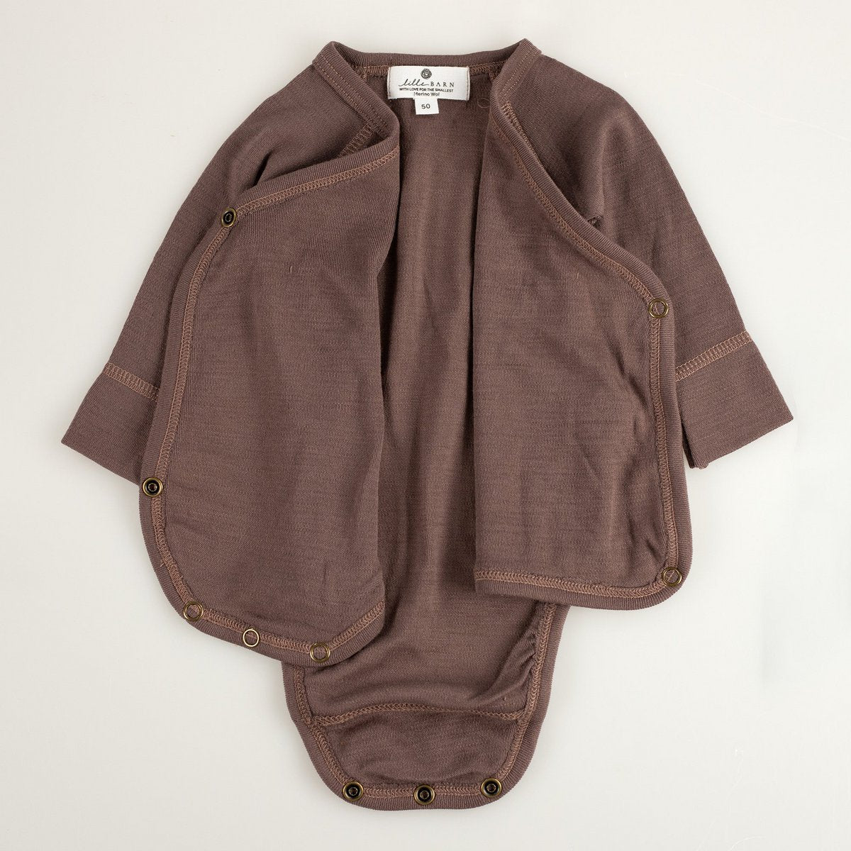 Wollen Overslagromper lange mouw – Merinowol - Peppercorn