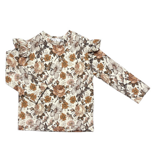 Longsleeve ruffle english garden brown