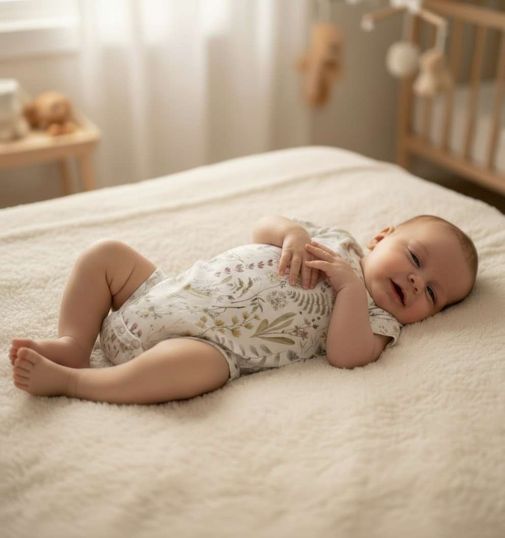 Rompertje korte mouw nature leaves - Just Babystuff