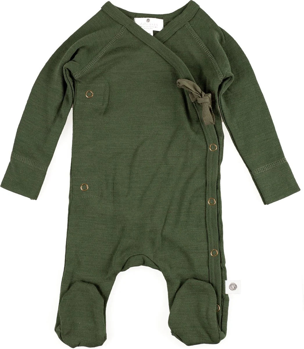 Wollen boxpakje / kruippakje – Merinowol - Rifle Green - Just Babystuff