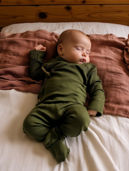 Wollen boxpakje / kruippakje – Merinowol - Rifle Green