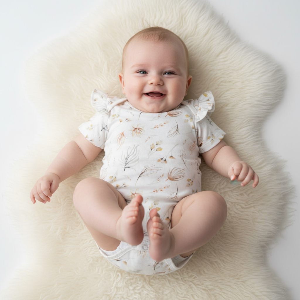 Rompertje korte mouw ruffle boho floral - Just Babystuff