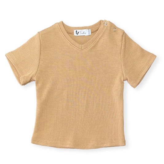 Shirt V-neck waffle camel