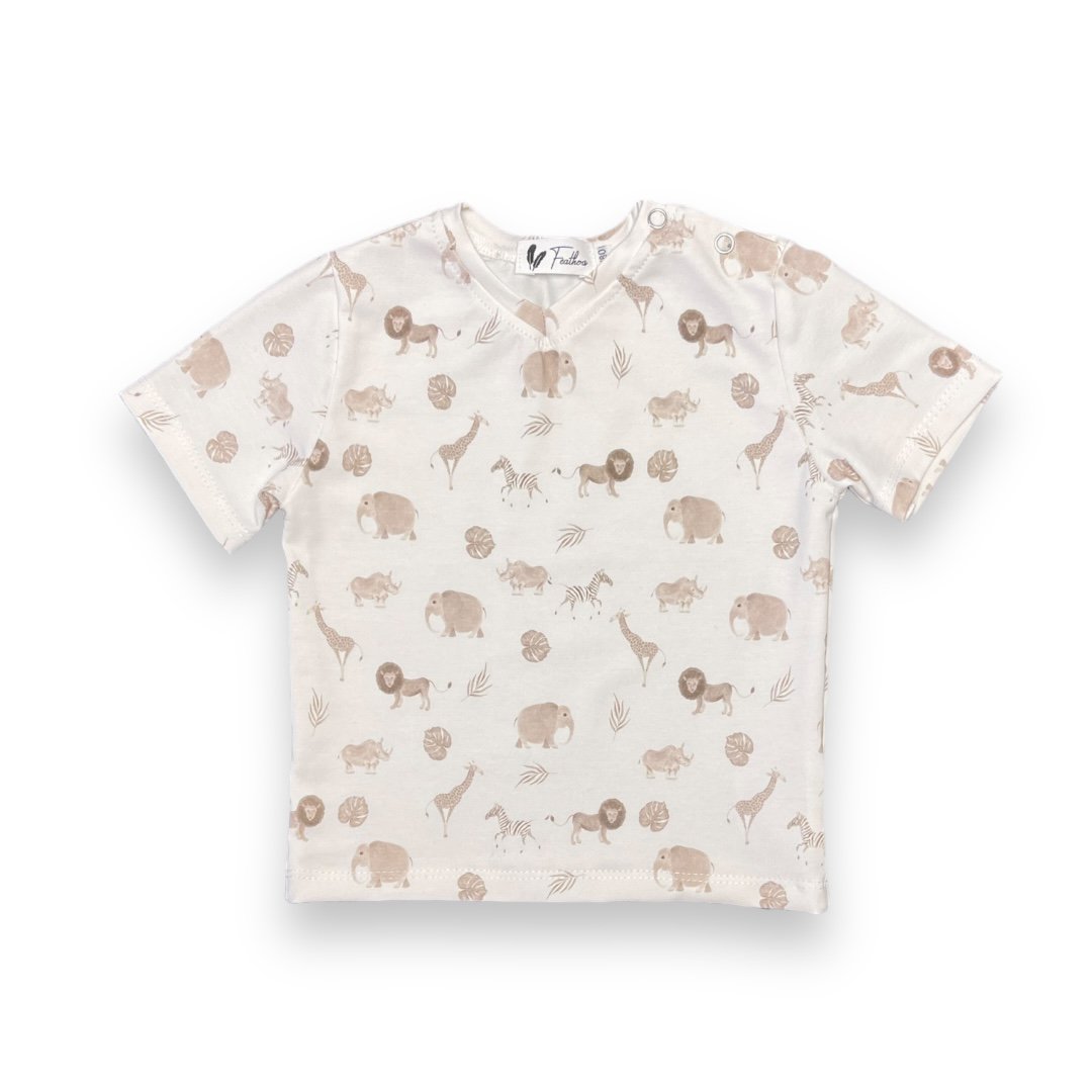 Safari Shirt met Dierenprint v-hals - Just Babystuff