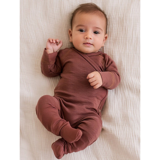 Wollen boxpakje / kruippakje – Merinowol - Cinnamon - Just Babystuff