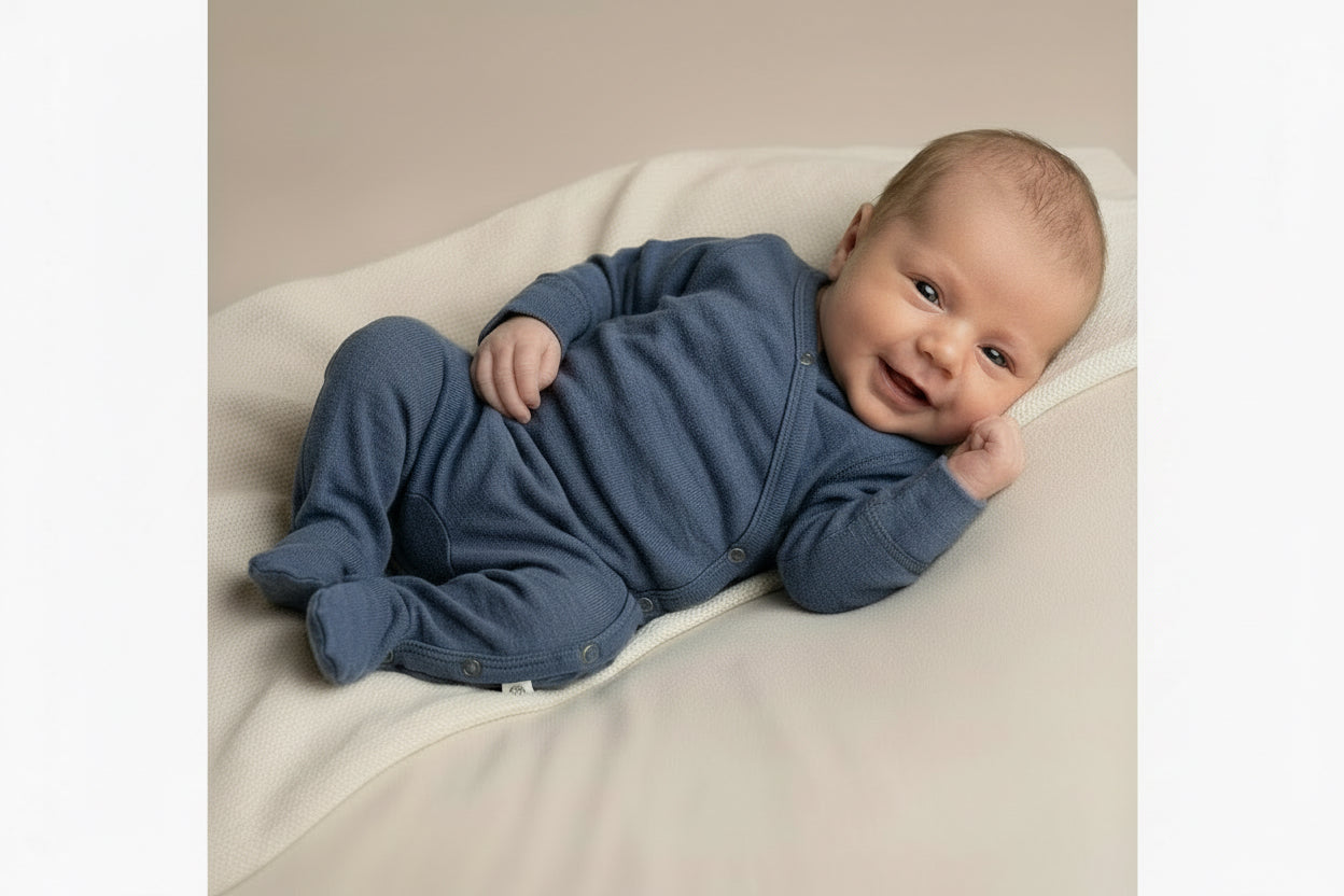 Wollen boxpakje / kruippakje – Merinowol - Vintage indigo