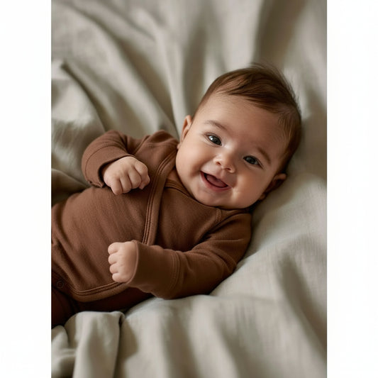 Wollen Overslagromper lange mouw – Merinowol - Cinnamon