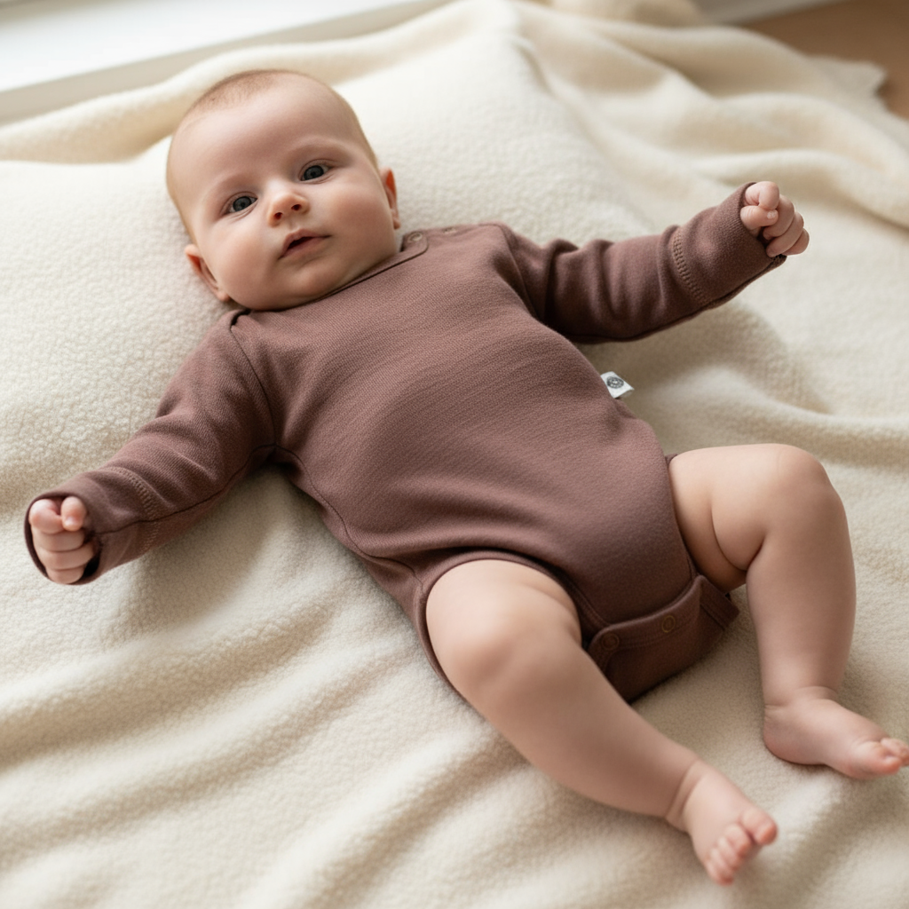 Wollen Romper lange mouw – Merinowol - Twilight Mauve - Just Babystuff