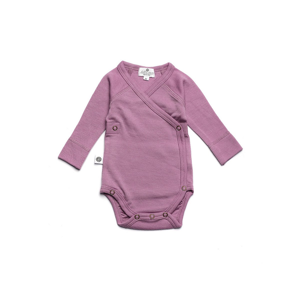Wollen Overslagromper lange mouw – Merinowol - Lavender Mist