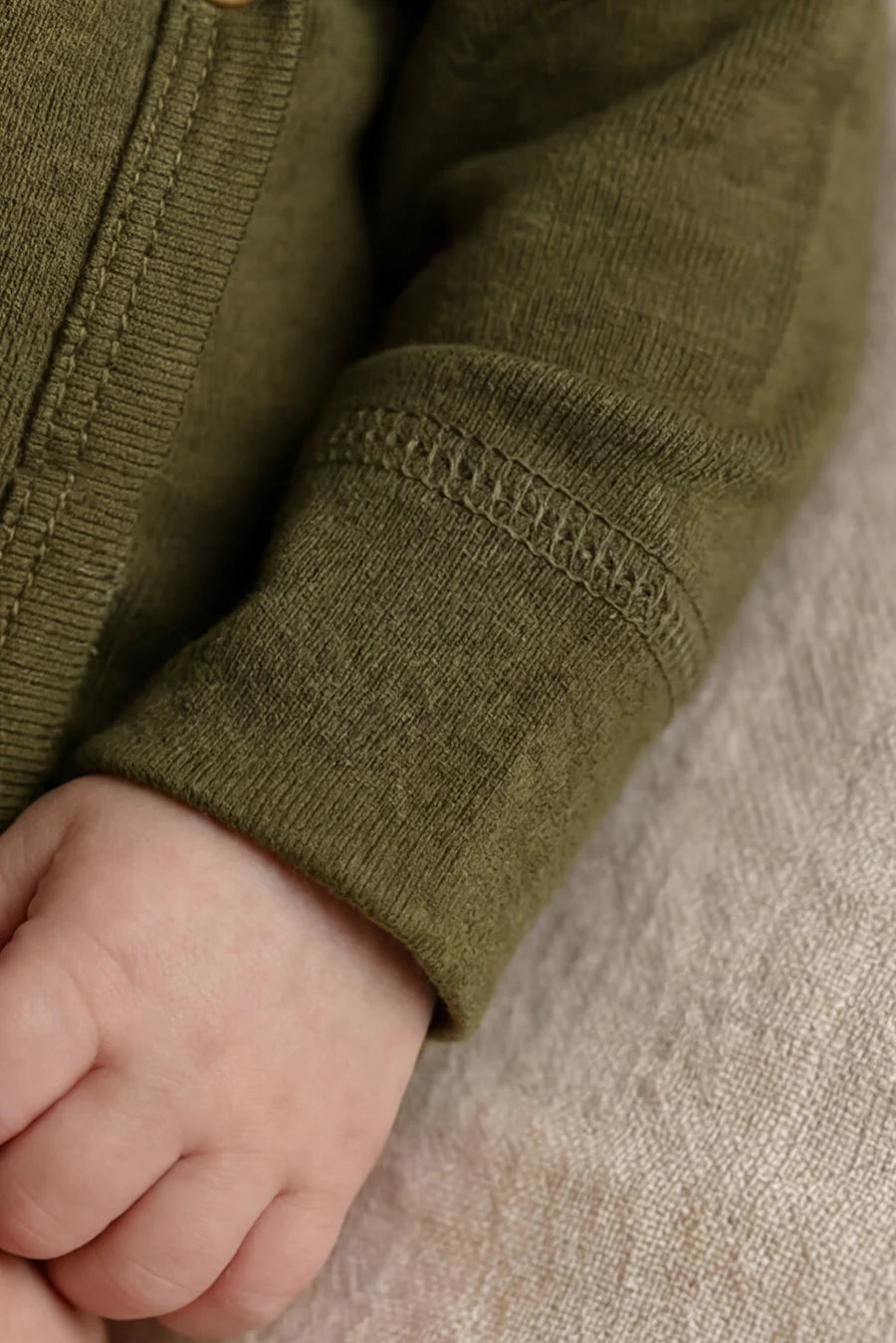 Wollen Overslagromper lange mouw - Merinowol - Fir Green - Just Babystuff