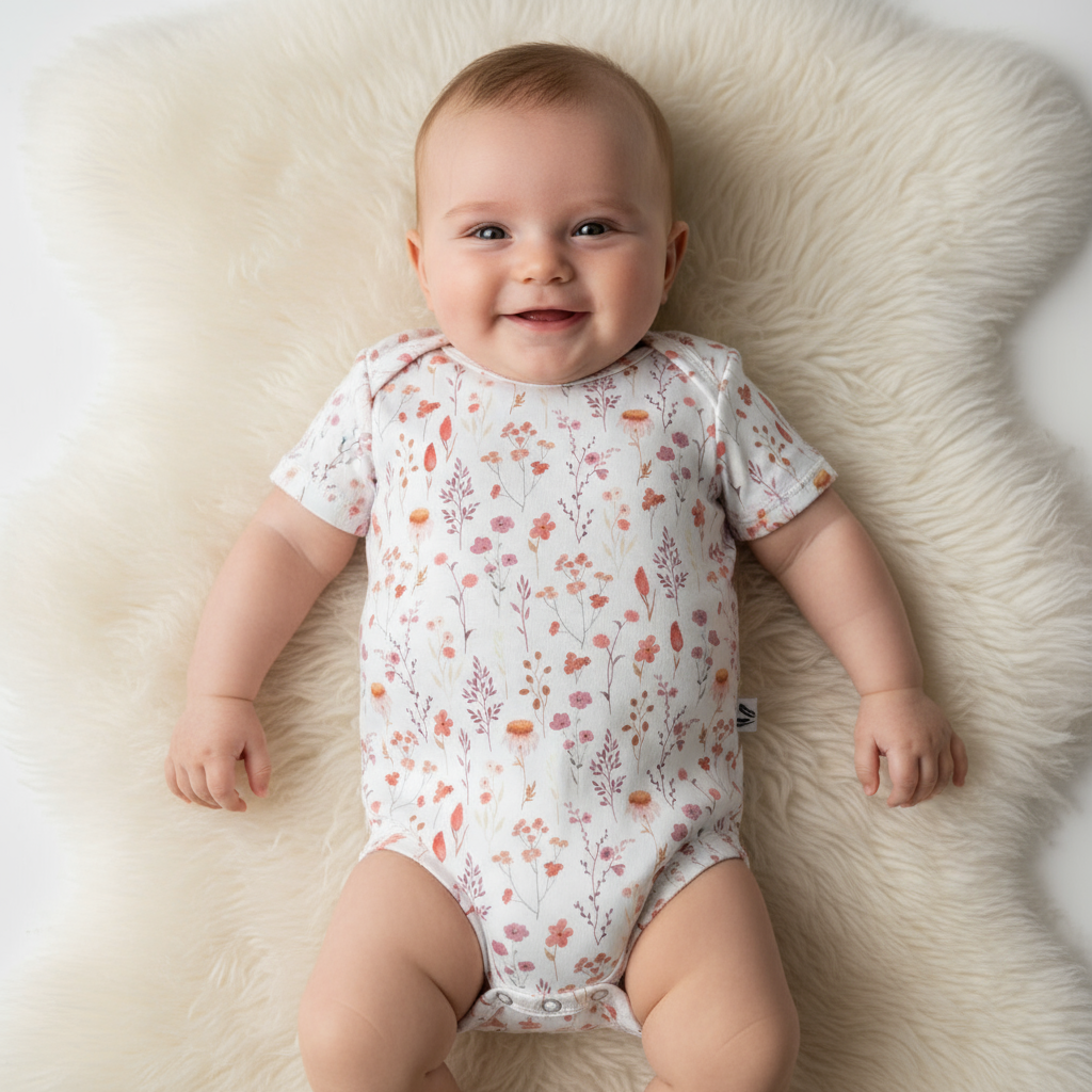 Rompertje korte mouw spring flower - Just Babystuff